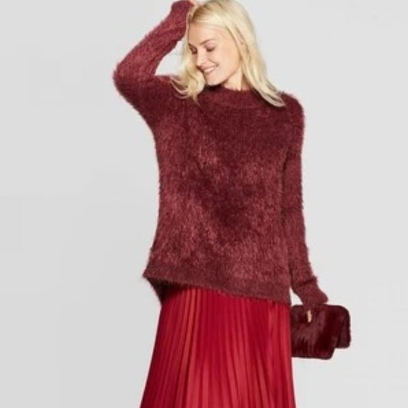 a new day Sweaters - A New Day Mock Turtleneck Pullover Burgundy Size L